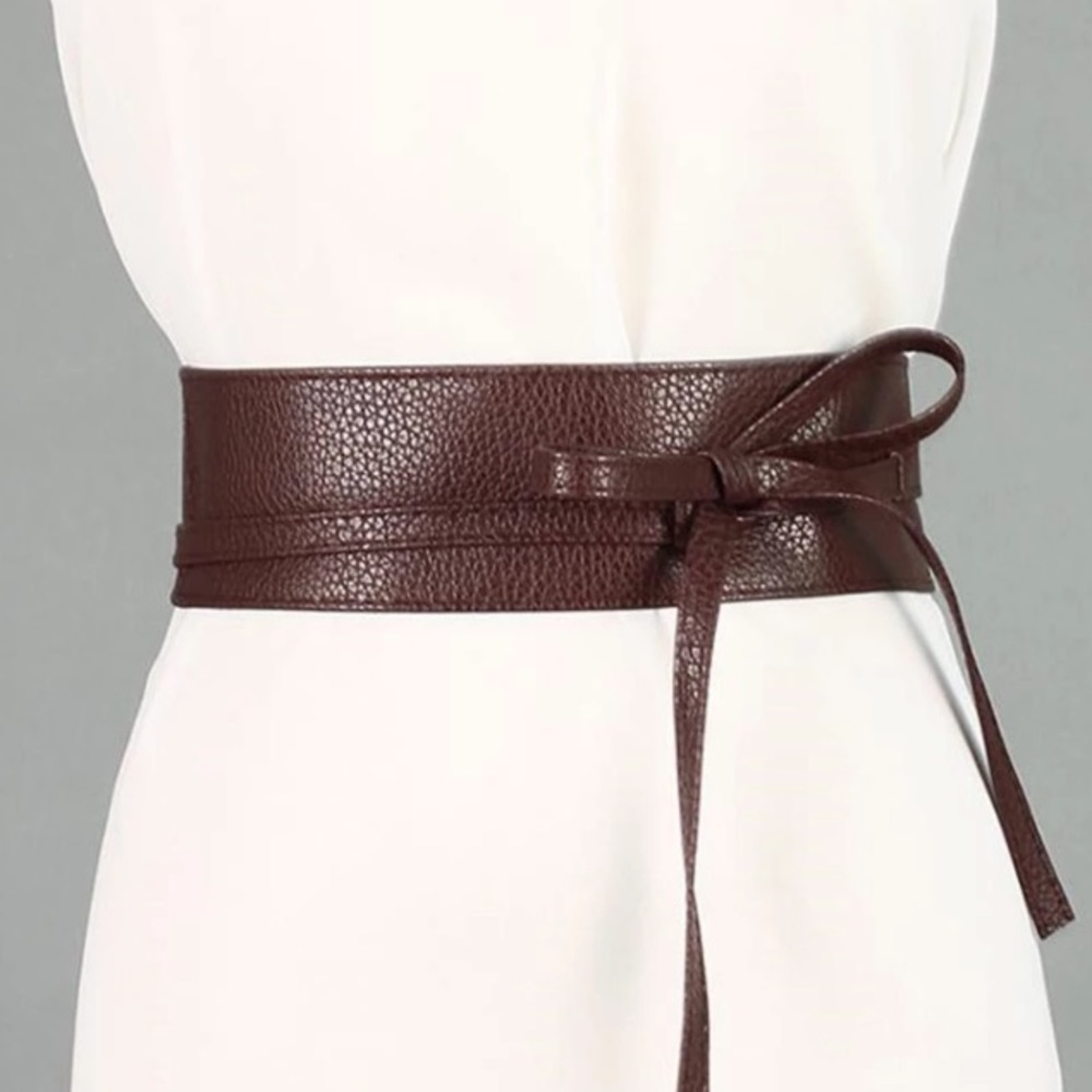 RESTOCKED! NWT Obi Belt Vegan Leather Brown O/S - Picture 2 of 6